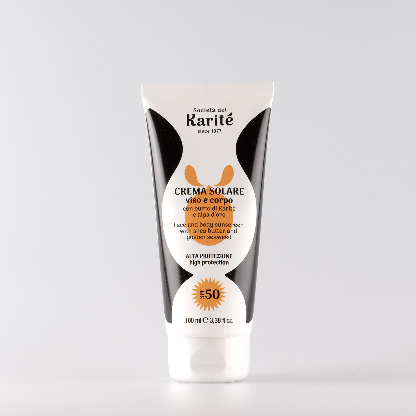 crema solare viso al burro di karité e alga d'oro spf 50